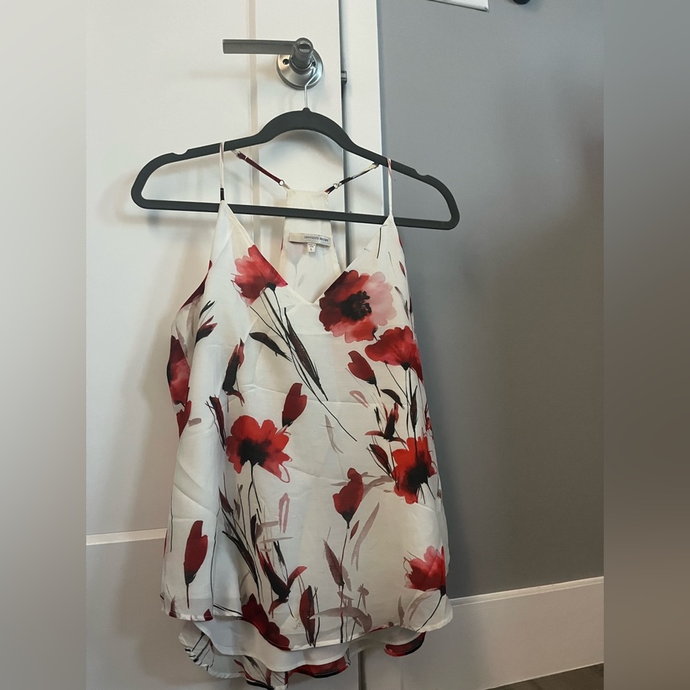 Lavender Brown Floral Top size L